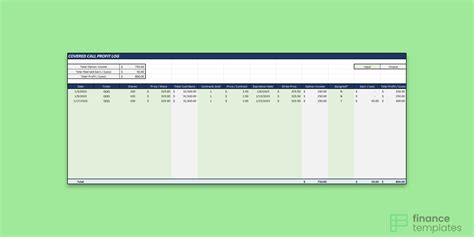 Image result for Covered Call Excel Journal Example