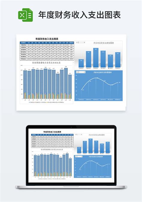 年度财务收入支出图表_财务会计Excel模板下载-蓝山办公