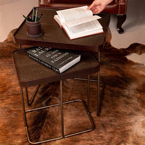 Buy Coffee Nested Table In Brown Online - Three Sixty Leather