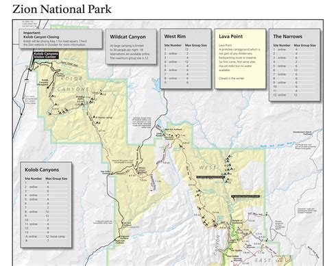 Zion National Park Hiking Map