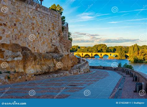 Roman Bridge in Spanish Town Zamora Stock Image - Image of panorama ...
