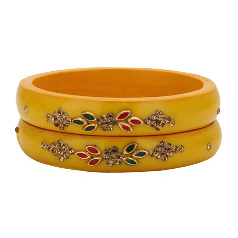 Sukriti Beautiful Casual Kundan Yellow lac Kada Bangles for Women – Set ...