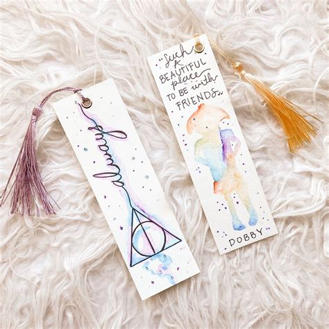 I made some sort of minimalist harry potter watercolour bookmarks i ...