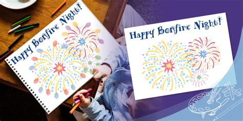 Happy Bonfire Night Fireworks Fingerprints Activity Poster