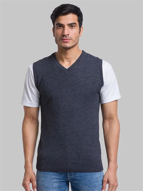 Men Grey Solid Wool Blend Sleeveless Sweaters – MyRaymond