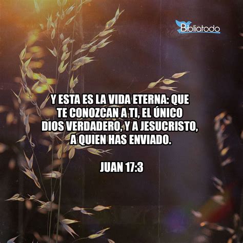 Juan 17:3 RV1960 - Y esta es la vida eterna: que te conozcan a ti, el ...