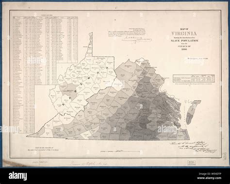 Civil War Maps 1022 Map of Virginia showing the distribution of its slave population from the ...