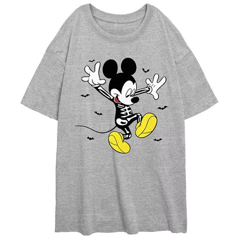 Disney's Mickey Mouse Happy Skeleton Juniors' Oversized Graphic Tee
