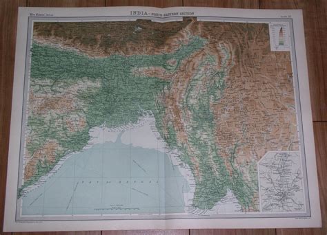 1922 MAP OF BRITISH INDIA NEPAL BANGLADESH KOLKATA CALCUTTA MYANMAR BURMA - Asia Maps