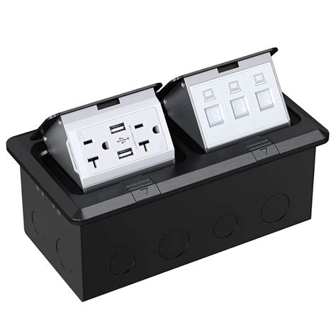 WEBANG Dual Pop-Up Floor Box Electrical Kit, 20 Amp Stainless Steel USB ...