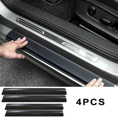 Buy 4x Carbon Fiber Car Door Plate Sill Scuff Cover Anti-Scratch ...