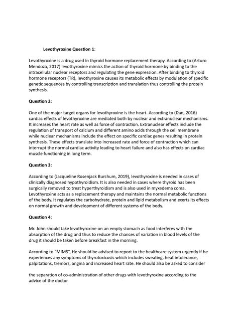 Levothyroxine - Viva Voce Question Mechanism of Action - Levothyroxine ...