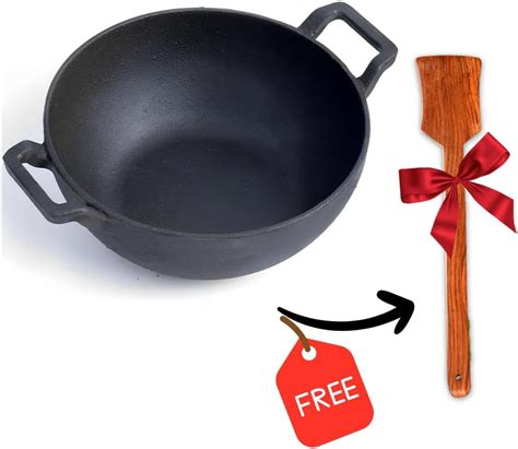 Buy Meyer Pre Seasoned Cast Iron Kadai|Iron Kadhai with Lid for Cooking ...