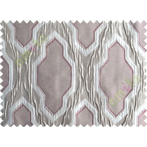 Pink Grey Silver Ogee Design Poly Main Curtain-Designs