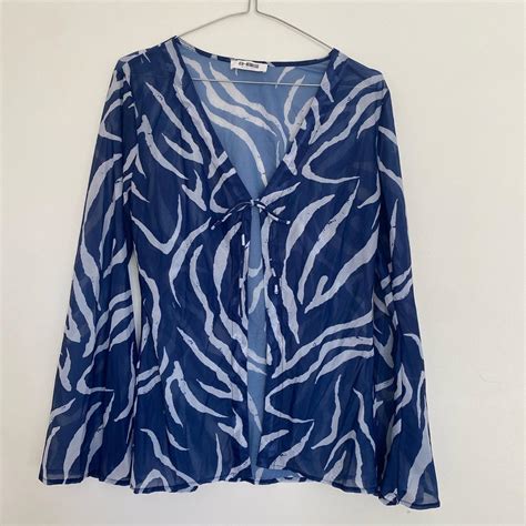 4th and reckless long sleeve mesh tie front top Size... - Depop