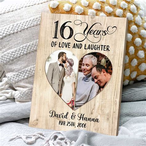 Personalized Photo Gift for 16th Wedding Anniversary Frame, Sixteenth ...