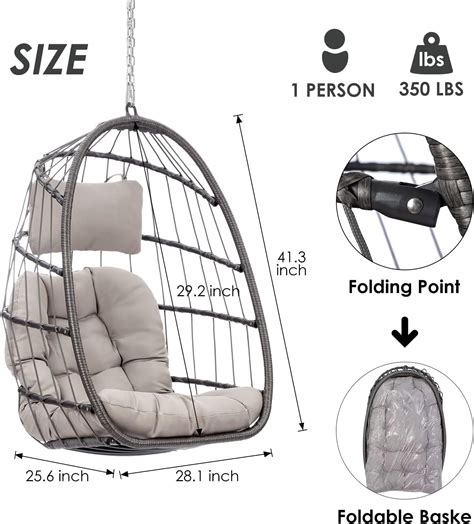 Buy Hanging Egg Chair Without Stand - Foldable Indoor Outdoor Wicker ...