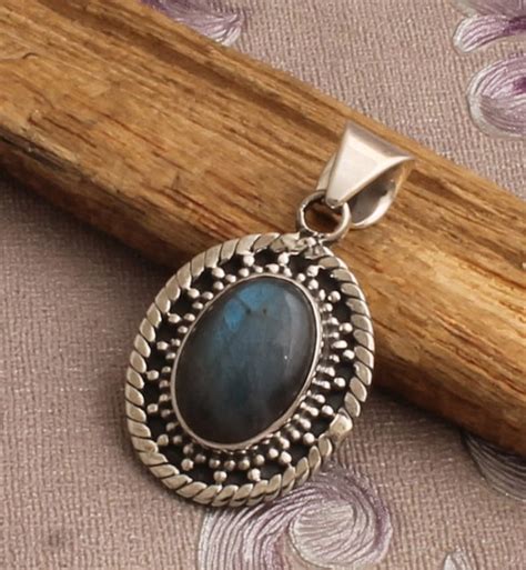 Labradorite Silver Pendant 925 Sterling Silver Oval Shape - Etsy India