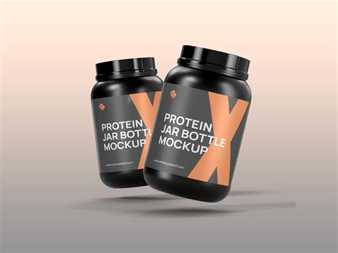 Free Black Protein Whey Powder Jar Mockup PSD - Good Mockups