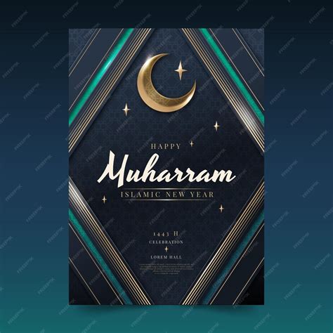 Gradient muharram vertical poster template | Free Vector