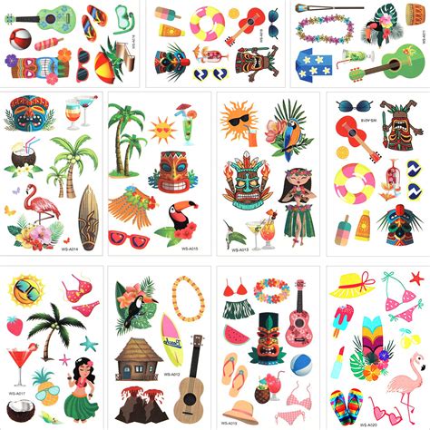 Buy Hsei 316 Pieces Hawaiian Luau Themed Temporary Tropical for ...