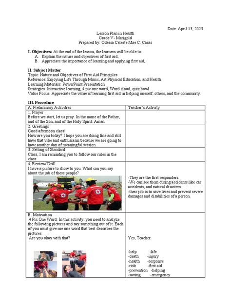 Image result for Introduction of First Aid Lesson Plan