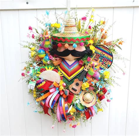 XL Cinco De Mayo Wreath, Poncho Wreath, Fiesta Decoration, Mexican ...