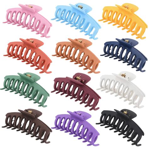 4.1 Inch Large Hair Claw Clips 12 Colors Big Hair Clips For Thick Hair ...