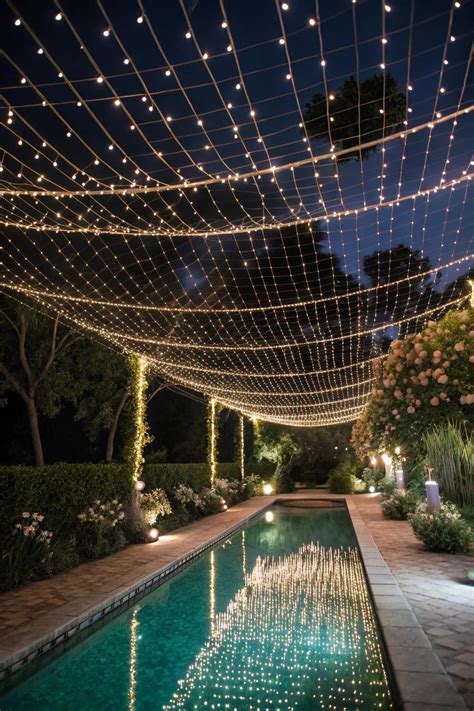 12+ Stunning String Lights Over Pool Ideas