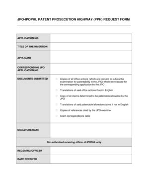 Fillable Online jpo go JPO-IPOPHL PATENT PROSECUTION HIGHWAY (PPH ...