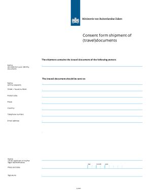 Consent Form for Shipment of Travel Documents - Blank Fillable Template ...