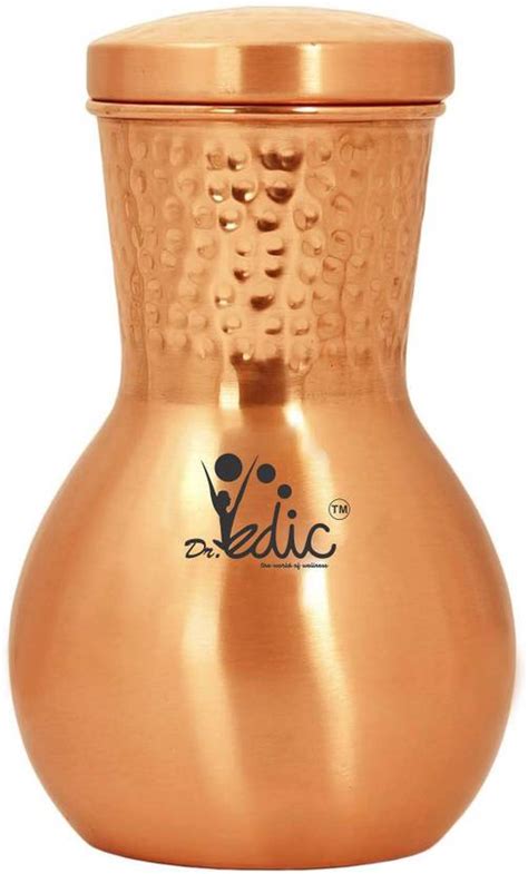 Dr. Vedic Lacquer Coated Matka Design Bedroom/Bedside Copper Bottle ...