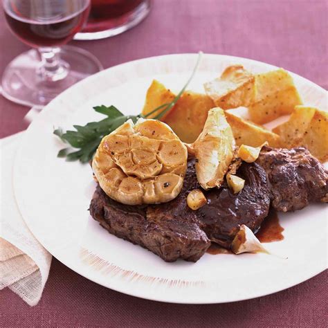 Bison Rib Eye Steaks with Roasted Garlic Recipe - Marcia Kiesel
