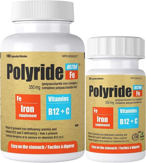 Amazon.com: Polyride Fe Ultra Polysaccharide Iron Supplement Complex 350 Mg - Energy Support ...