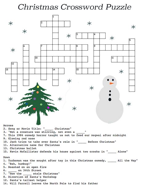 Free Printable Christmas Crossword Puzzle