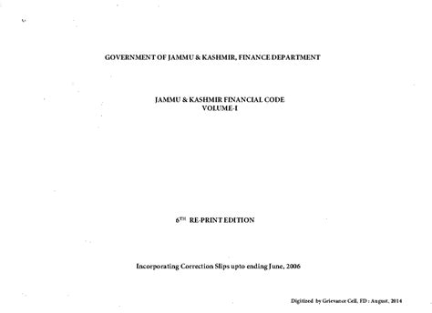 Financial CODE Volume-I Part1 - ####### GOVERNMENT OF JAMMU & KASHMIR ...