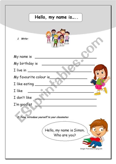 ESL Beginner Introduction Worksheets 的图像结果