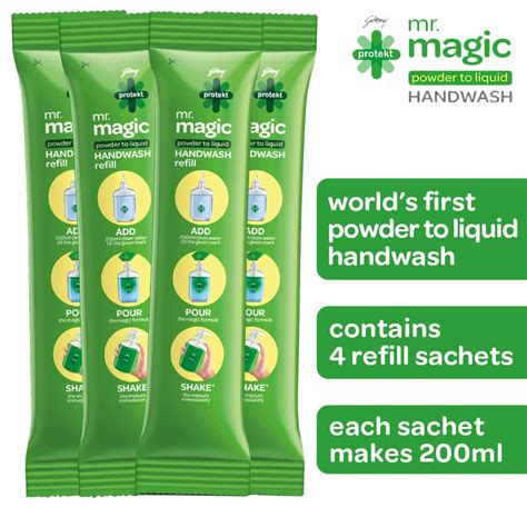 Buy GODREJ PROTEKT MR MAGIC POWDER TO LIQUID HANDWASH REFILL - PACK OF ...