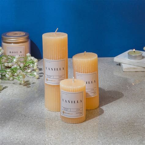 Vanilla Scented Pillar Candles Set Of 3 – The Decor Mart