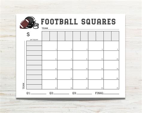 Printable Football Squares Templates Free Football Squares Templates