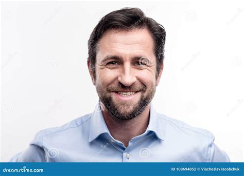 Portrait of Smiling Bearded Middle-aged Man Stock Photo - Image of ...