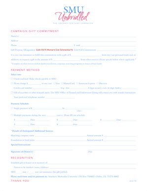 Fillable Online people smu Unbr pledge form w CC - Southern Methodist ...
