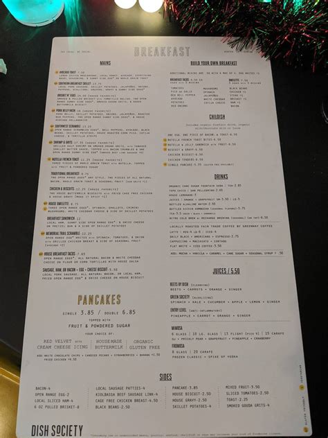 Menu at Dish Society restaurant, Houston, San Felipe St #100