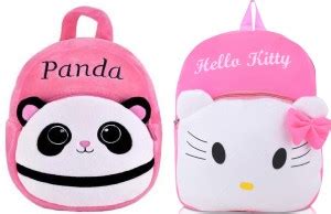 SB07 Combo Of Kids School Bag (Pink Panda Patti & Hello Kitty) Cartoons ...