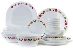CORELLE Pack of 30 Glass Livingware Series Spring Pink Dinner Set Price ...