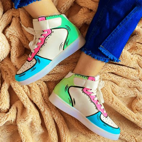 Buy Light Shoes | LIGHT ME UP SNEAKERS - HIGH TOP | COLOR BLOCK-AQUA ...