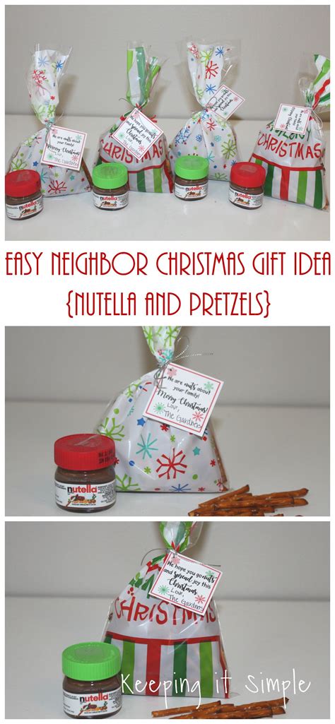 Easy Neighbor Christmas Gift Idea- Nutella and Pretzels with Printable ...