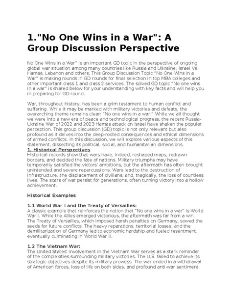 GD Topics-Helpful Content - 1."No One Wins in a War": A Group ...