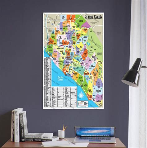 Orange County Zip Code Map - Zip Codes Colorized - POSTER PRINTS - Etsy