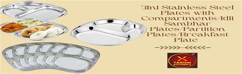 Buy TANISHI KITCHEN'S Heavy Duty Stainless Steel Oval Plate with 3 ...
